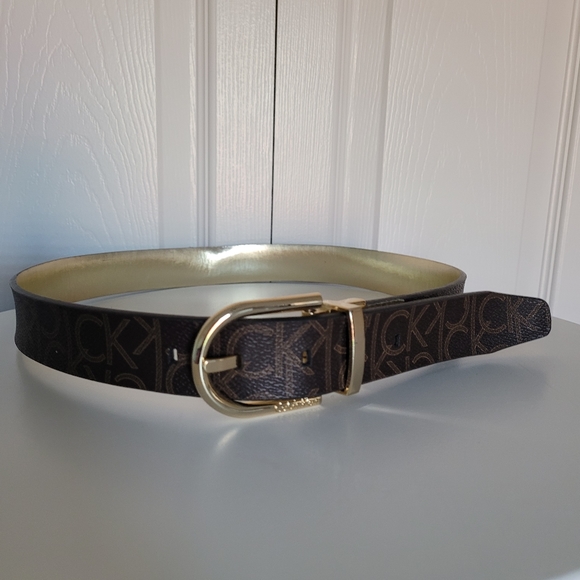 Calvin Klein Accessories - Calvin Klein Reversible Brown Logo Belt